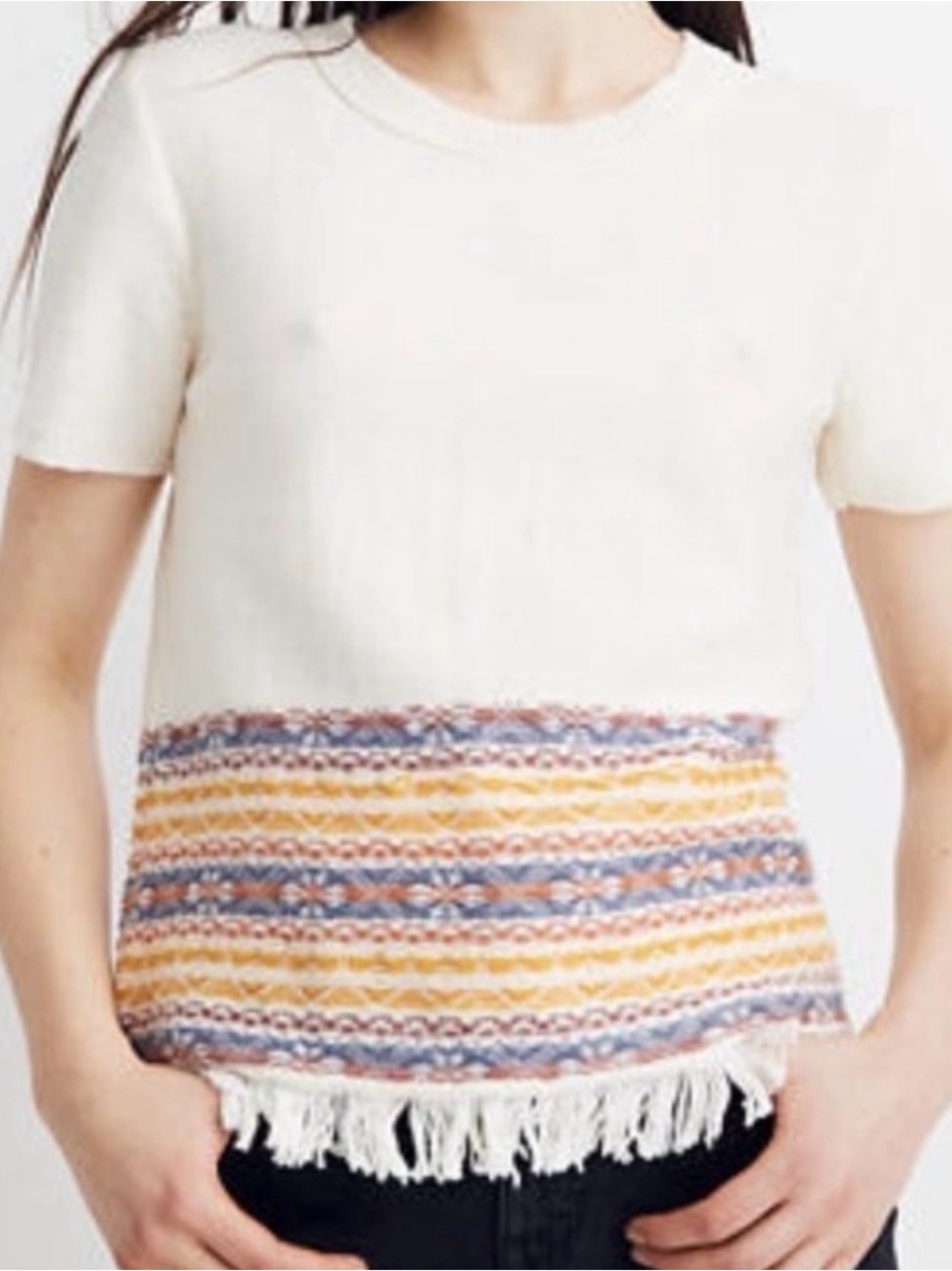 Madewell Fringed Jacquard
Sweater Tee Short Sleeve knit
Size m